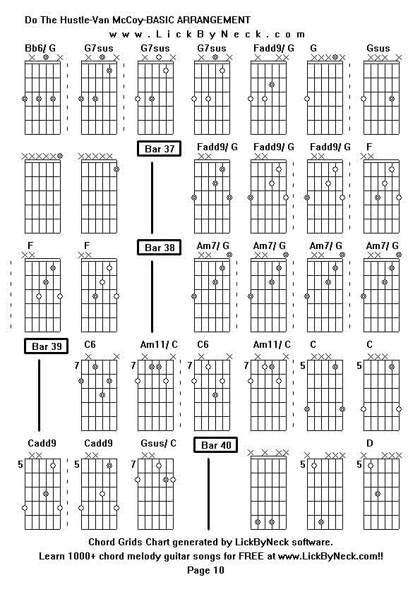 Chord Grids Chart of chord melody fingerstyle guitar song-Do The Hustle-Van McCoy-BASIC ARRANGEMENT,generated by LickByNeck software.